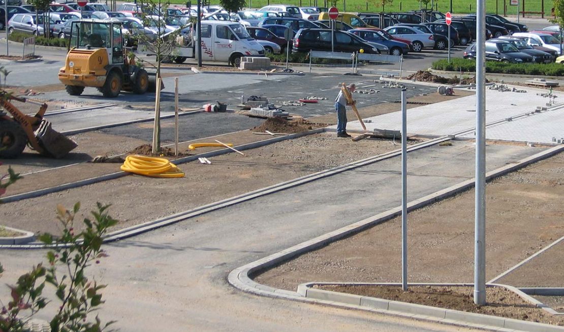 Bauarbeiten an einem P+R-Parkplatz