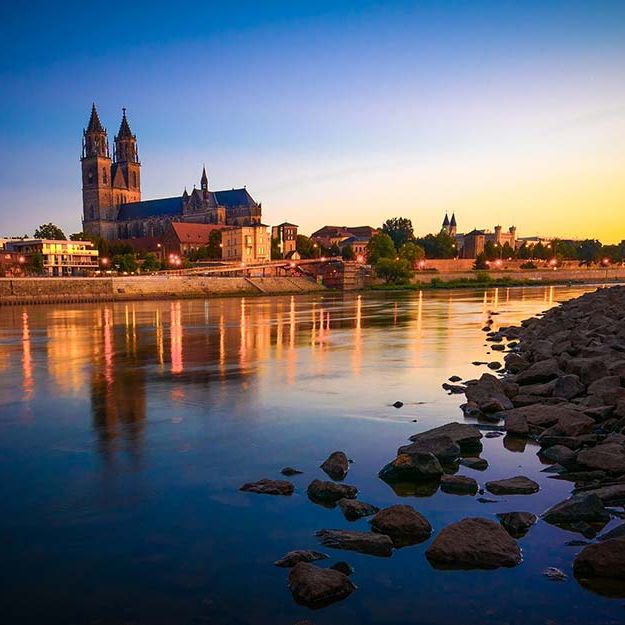 Blick über die Elbe auf Magdeburg